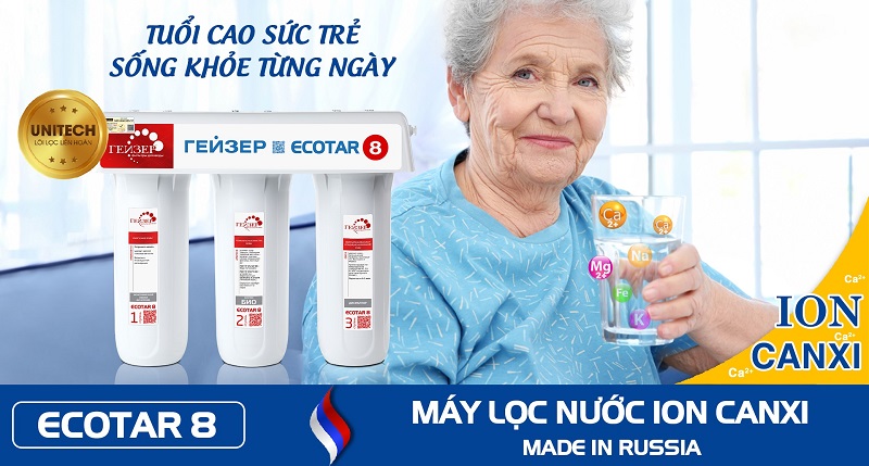 Nguồn nước giàu ion canxi từ hệ thống máy lọc nước ECOTAR 6